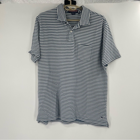 Vineyard Vines Blue and White Striped Polo Shirt - Picture 8 of 8